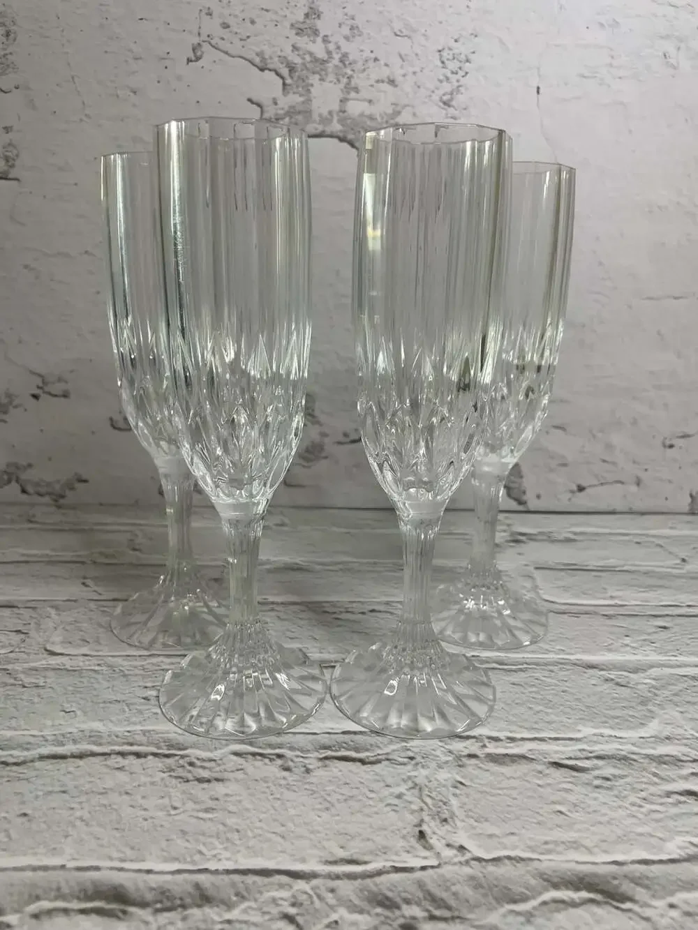 Set of 4 Cristal d'Arques-Durand Bretagne Crystal Champagne Flutes